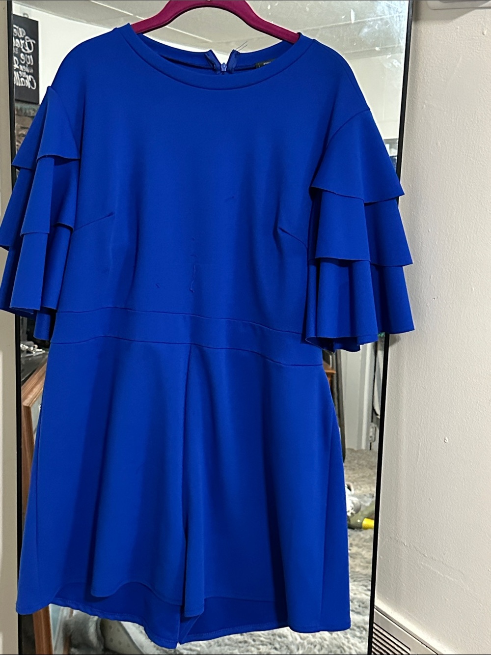 Women’s Royal Blue Ruffle Sleeve Romper